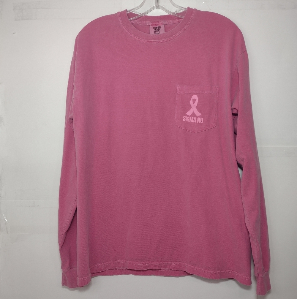 Comfort Colors Pink Long Sleeve Tee with Pocket Size ( M)